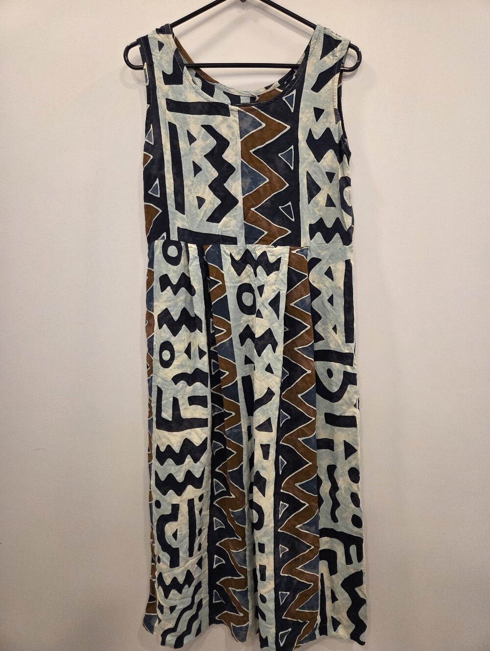 Java Lava 90s Vintage Abstract Print Midi Dress Large